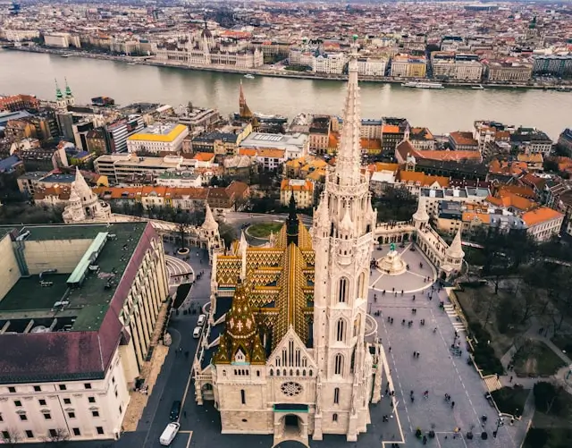 Aerial view of Matthias Church.