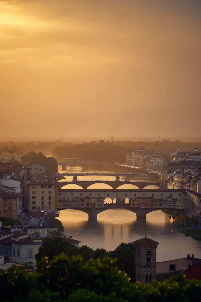 Piazzale Michelangelo in Florence at sunset.