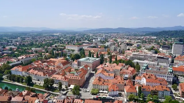 Aerial view of Ljubljana.