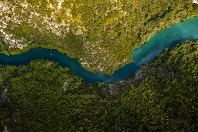 Aerial view of Matka Gorge.