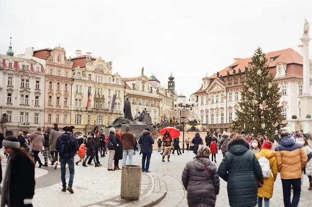 Old Town Square hosts the main market Prague