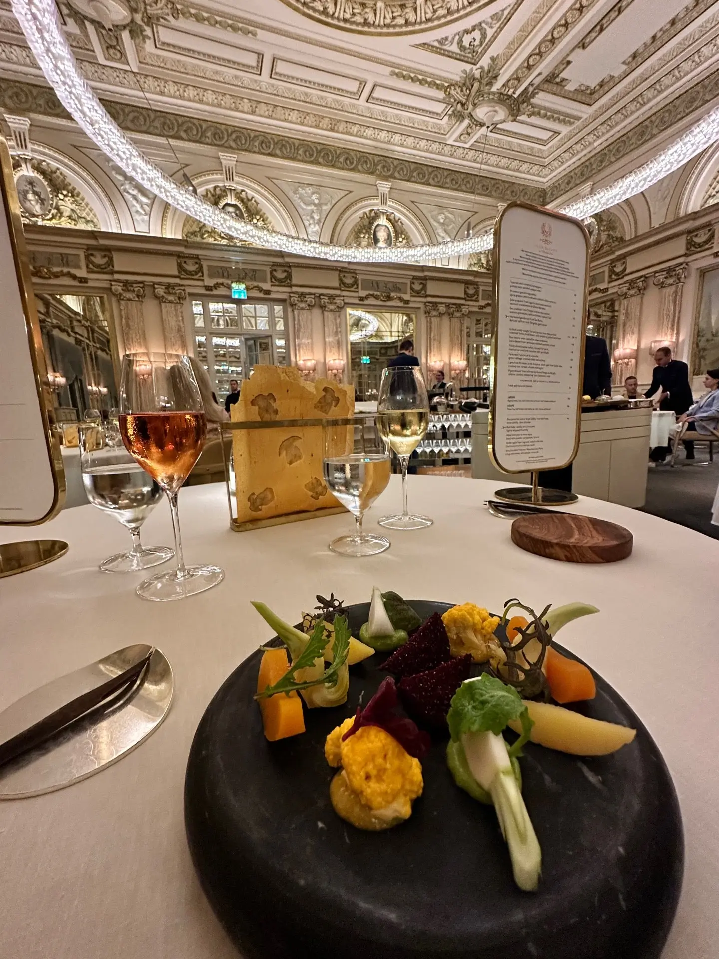 Interior of the Louis XV restaurant.