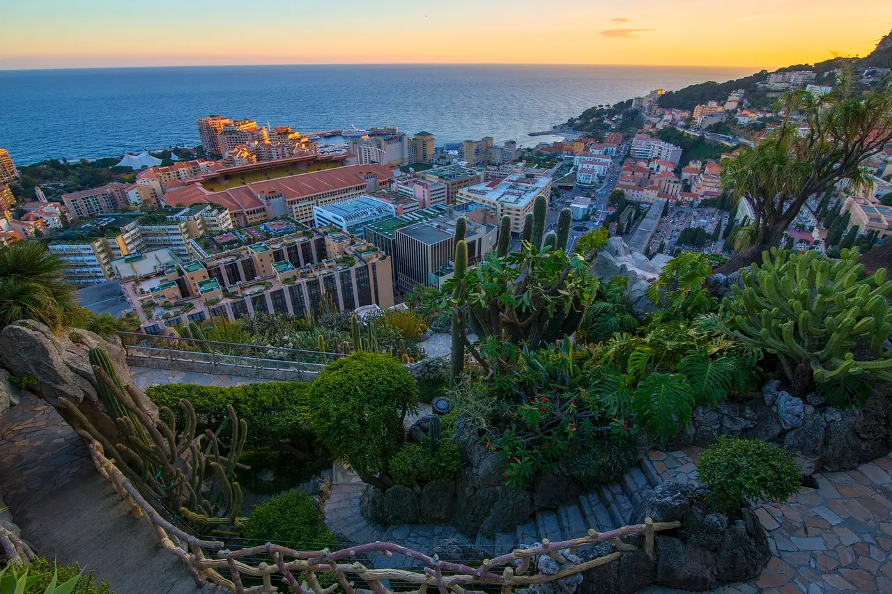 View of the Mediterranean Sea from the Jardin Exotique.